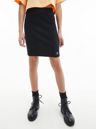 Calvin Klein Ruhák HU618759 | Calvin Klein Stretch Rib Bodycon Női Mini Szoknya Fekete